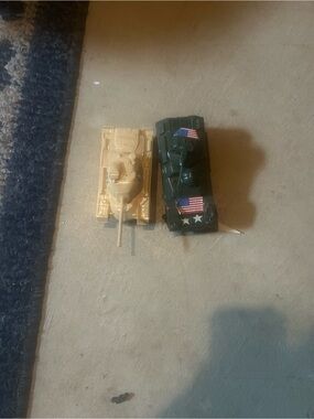 Vintage Toy Military Tank Vehicles - Green and Tan Set